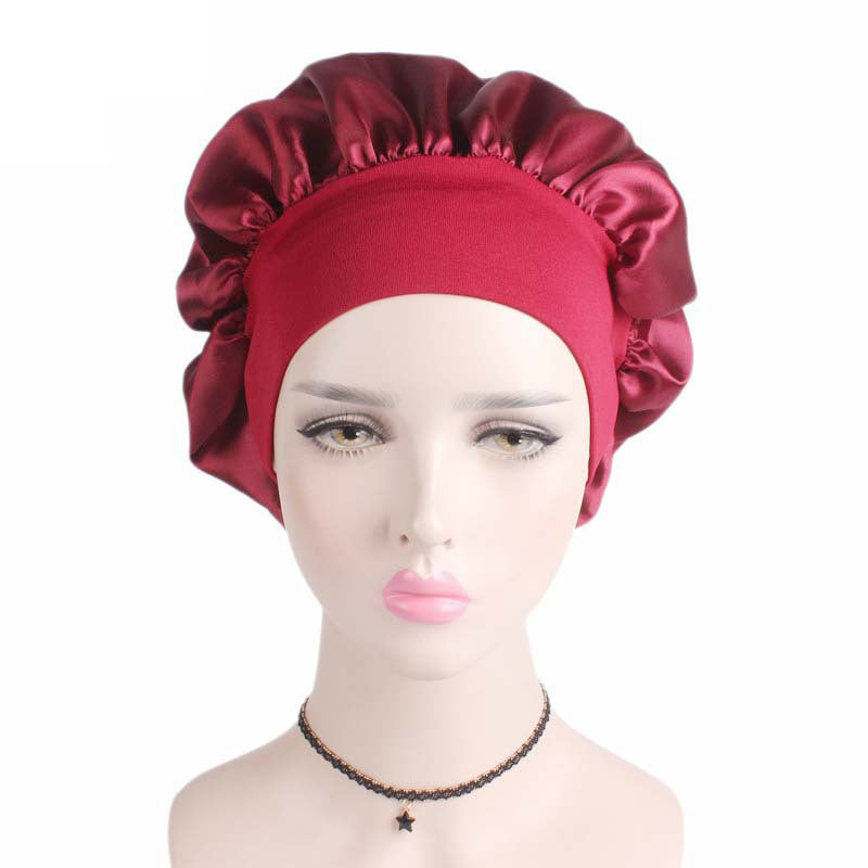 1pc Adjust Solid Satin Bonnet Hair Styling Cap Long Hair Care