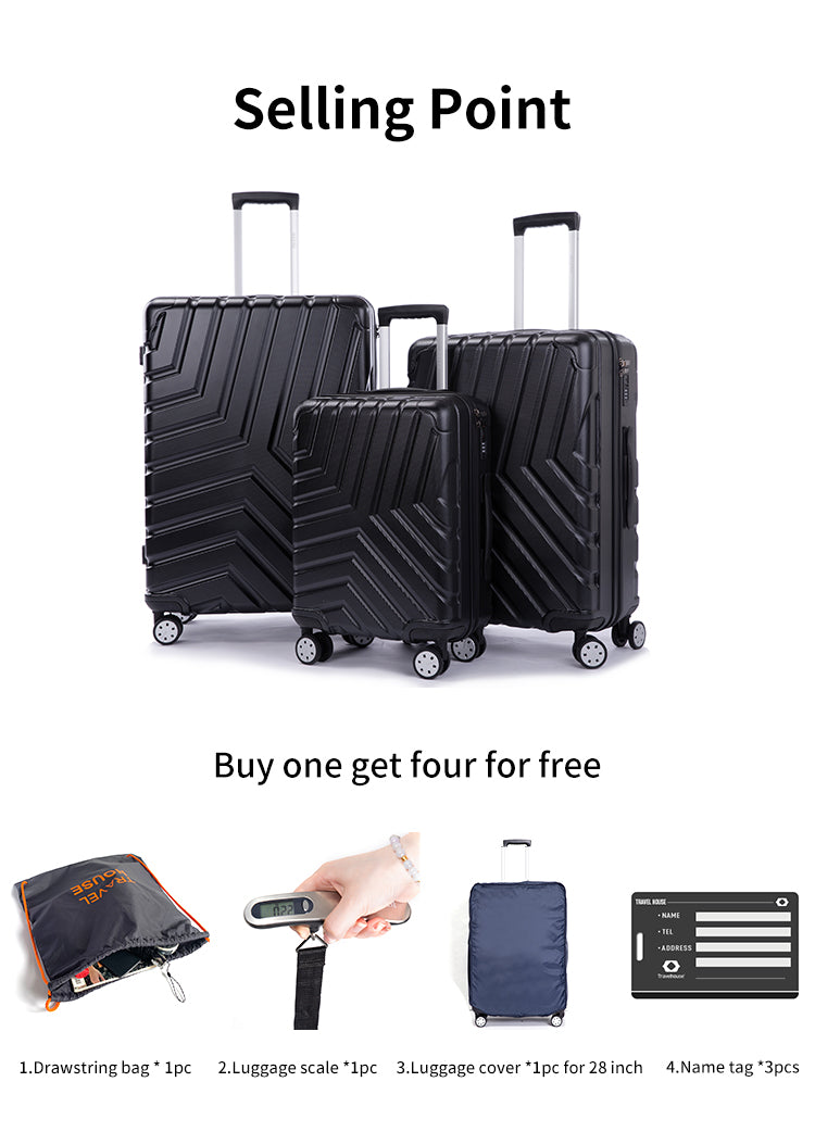 Suitcase Hardside Luggage Sets 3 Pieces with TSA Lock 4 Gifts